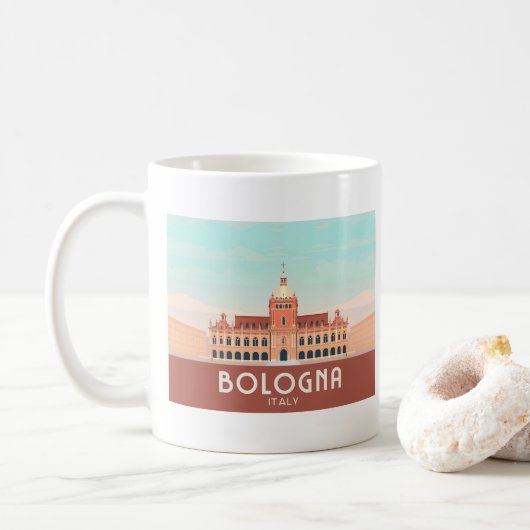Bologna Italy Pastel Travel Kaffeetasse (Mit Donut)