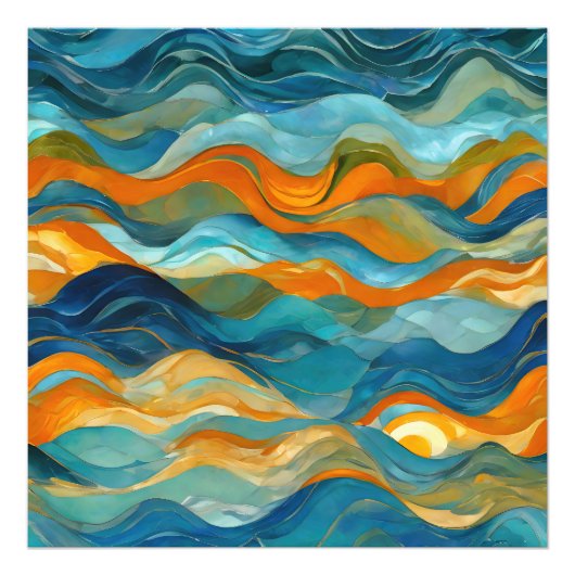"Bolonia" Blaue Orangenwaves Fotodruck (Vorne)
