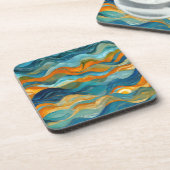 "Bolonia" Blaue Orangenwaves Getränkeuntersetzer (Linke Seite)