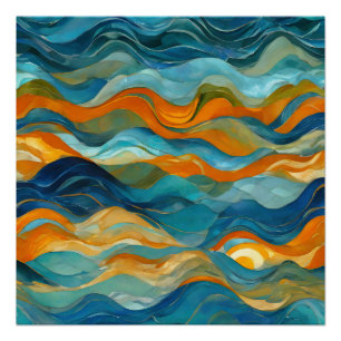 "Bolonia" Blaue Orangenwaves Poster