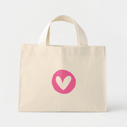 Bolsa com Design de Coração Rosa Mini Stoffbeutel (Vorne)