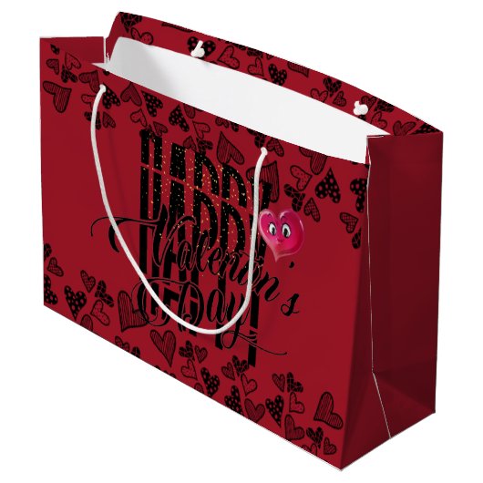 Bolsa de regalo con feliz san Valentin y corazón Große Geschenktüte (Rückseite Schrägansicht)
