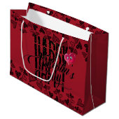 Bolsa de regalo con feliz san Valentin y corazón Große Geschenktüte (Vorderseite Schrägansicht)