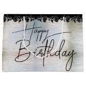 Bolsa de regalo plateada con flores para cumple große geschenktüte (Vorderseite)