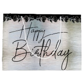 Bolsa de regalo plateada con flores para cumple große geschenktüte (Rückseite)