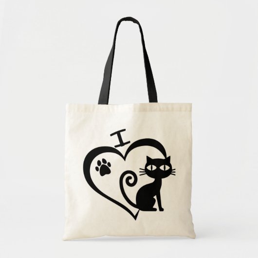 Bolsa de tela I Liebe Katzen Tragetasche (Vorne)