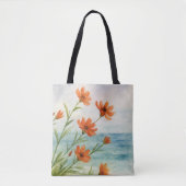 Bolsa flores rojas en la playa  tasche (Vorderseite)