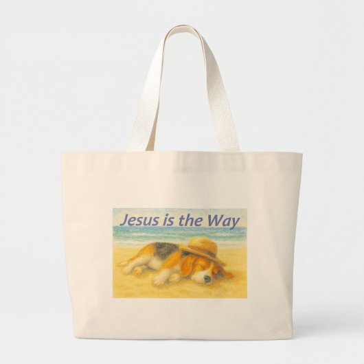 Bolsa tela Beach with a Hat - "Jesus is the Way" Jumbo Stoffbeutel (Vorne)