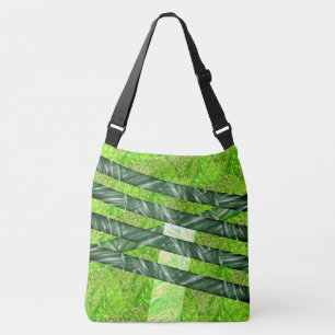Bolsa verde amarelado com riscos e traços 'bambu' tragetaschen mit langen trägern