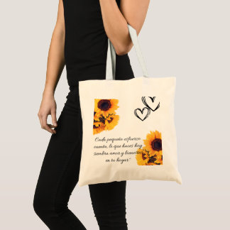 Bolso de tela reunión familiar con girasol tragetasche
