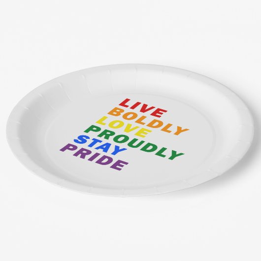 Bolt-Liebe Bleibe stolz Pride Paper Plate Pappteller (Schrägansicht)