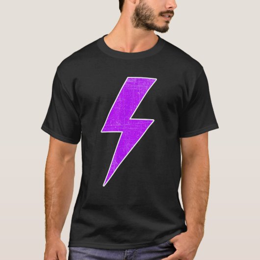 Bolt Lightning Purple White Design Team Sports  T-Shirt (Vorderseite)