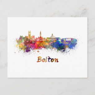 Bolton skyline im Watercolor Postkarte