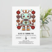 Bolts Boy Builder Robot Birthday Einladung (Stehend Vorderseite)