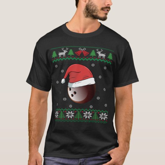 Bolwing Ball Santa Hat Bowler Bowling Team Ugly Ch T-Shirt (Vorderseite)