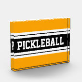 BolYellow Schwarz-weiß PICKLEBALL Racing Stripes Fotoblock (Links)