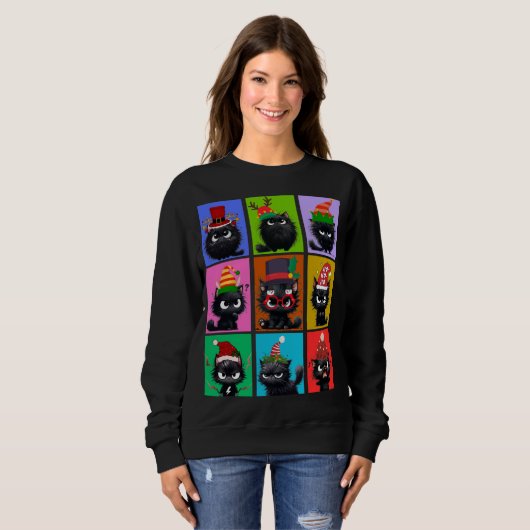 Bolzen Die Katze Weihnachten Frauen Sweatshirt (Vorne ganz)