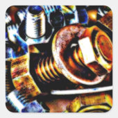 Bolzen Pop Art Quadratischer Aufkleber (Vorderseite)