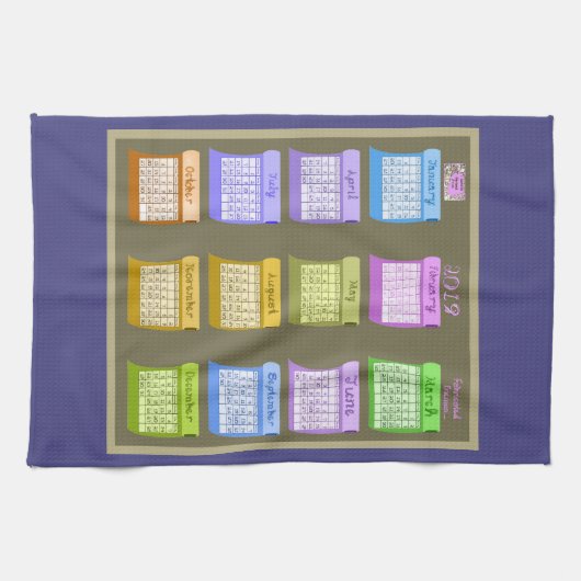 Bolzen von Gewebeküchentee-Kalendertuch 2019 Geschirrtuch (Horizontal)