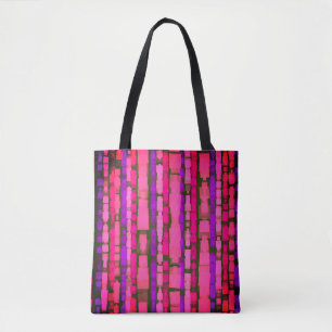 Bolzrosa und Lila Glitch Tote Bag Tasche