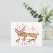Bom Chicka Chihuahua Funny Dog Pun Postkarte (Stehend Vorderseite)
