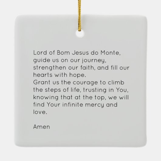 Bom Jesus Braga Heiligtum Foto mit Gebet Keramikornament (Rückseite)