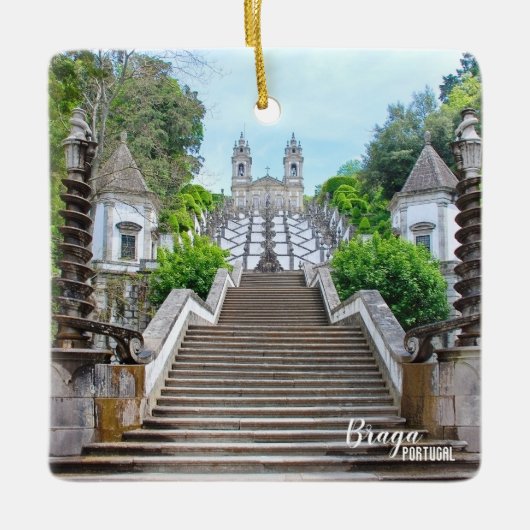 Bom Jesus Braga Heiligtum Foto mit Gebet Keramikornament (Vorderseite)