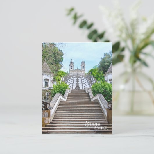 Bom Jesus Braga Heiligtum Foto mit Gebet Postkarte (Stehend Vorderseite)