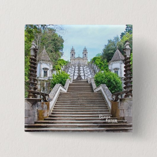 Bom Jesus de Braga Katholische Heiligtum, Portugal Button (Vorderseite)