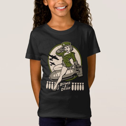 Bomb-A-Liebe Bomber Nase Art Pinup T-Shirt (Vorderseite)