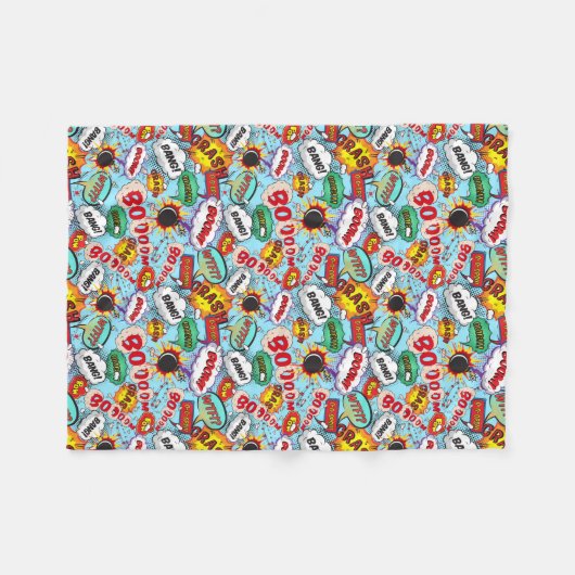 Bomb-Comic-Muster Fleecedecke (Vorderseite (Horizontal))