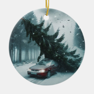 Bomb Cyclone Red Car Keramik Ornament