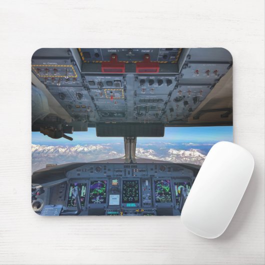 Bombardier Q400 Cockpit über den Alpen Mousepad (Mit Mouse)
