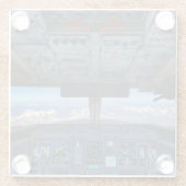 Bombardier Q400 Cockpit über der Alpenmaus Glasuntersetzer (Rückseite)