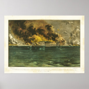 Bombardierung des Fort Sumter im Zivilen Krieg 186 Poster