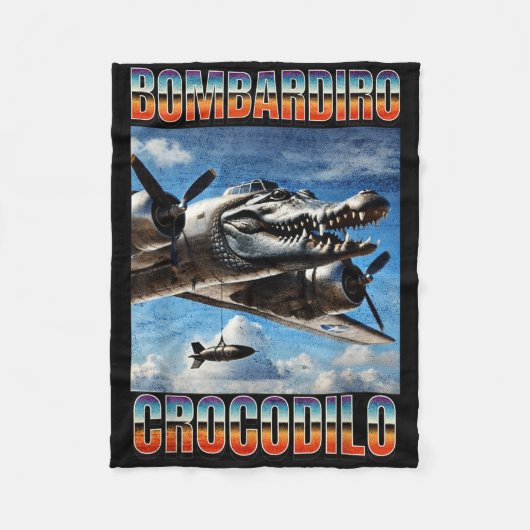 Bombardiro Crocodilo Funny Trendy Italian Brainrot Fleecedecke (Vorderseite)