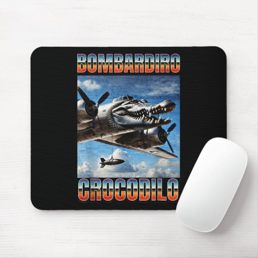 Bombardiro Crocodilo Funny Trendy Italian Brainrot Mousepad (Mit Mouse)