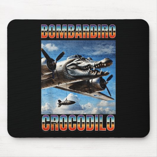 Bombardiro Crocodilo Funny Trendy Italian Brainrot Mousepad (Vorne)