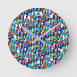 Bombastische, farbenfrohe Eiscremes Runde Wanduhr