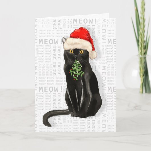 Bombay Black Cat Funny Christmas Karte (Vorderseite)