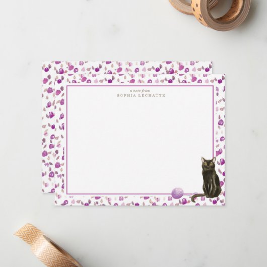 Bombay Black Cat Stationery Mitteilungskarte (Vorderseite/Rückseite Beispiel)