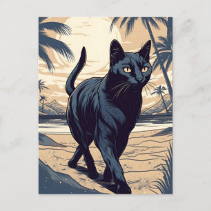 Bombay-Cat an einem tropischen Strand bei Sonnenun Postkarte