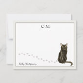 Bombay Cat Gray Border Monogram und Name Mitteilungskarte (Vorderseite)
