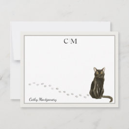Bombay Cat Gray Border Monogram und Name Mitteilungskarte