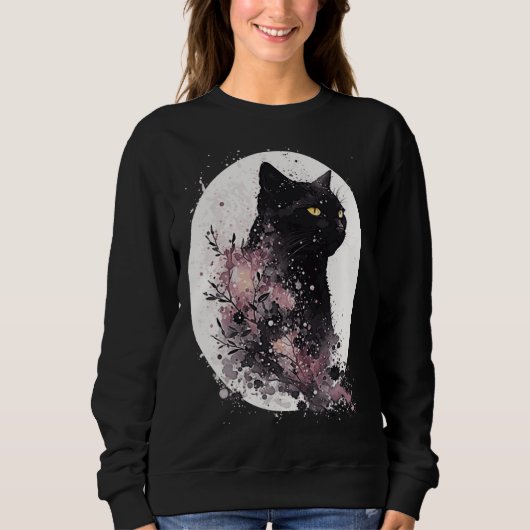 Bombay Cat Japanese Cherry Blossom Watercolor Cat Sweatshirt (Vorderseite)