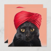Bombay Cat mit einem Turban Einladung (Vorne/Hinten)