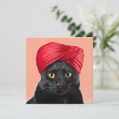 Bombay Cat mit einem Turban Einladung (Stehend Vorderseite)