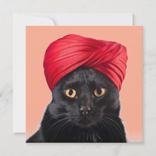 Bombay Cat mit einem Turban Einladung (Vorderseite)
