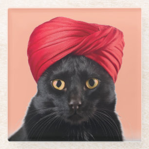 Bombay Cat mit einem Turban Glasuntersetzer