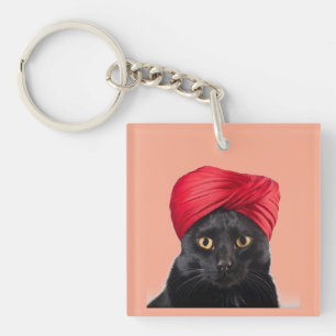 Bombay Cat mit einem Turban Schlüsselanhänger